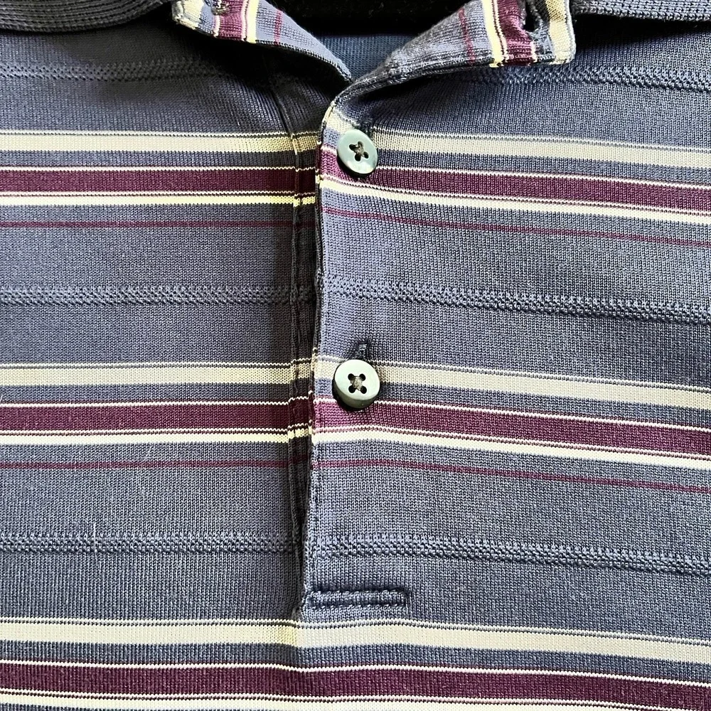 Tiger Woods Collection Polo Shirt Purple Burgundy Striped Nike Dry Fit Size L - Picture 5 of 10